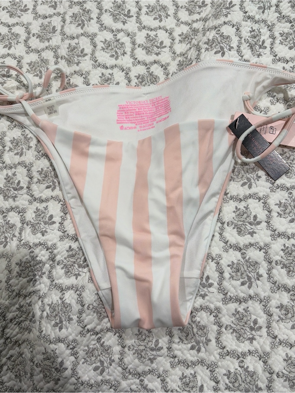 Victoria's Secret Pink and White Striped Bikini Bottom